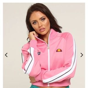 ellesse pinzo crop women's track top pinkand white